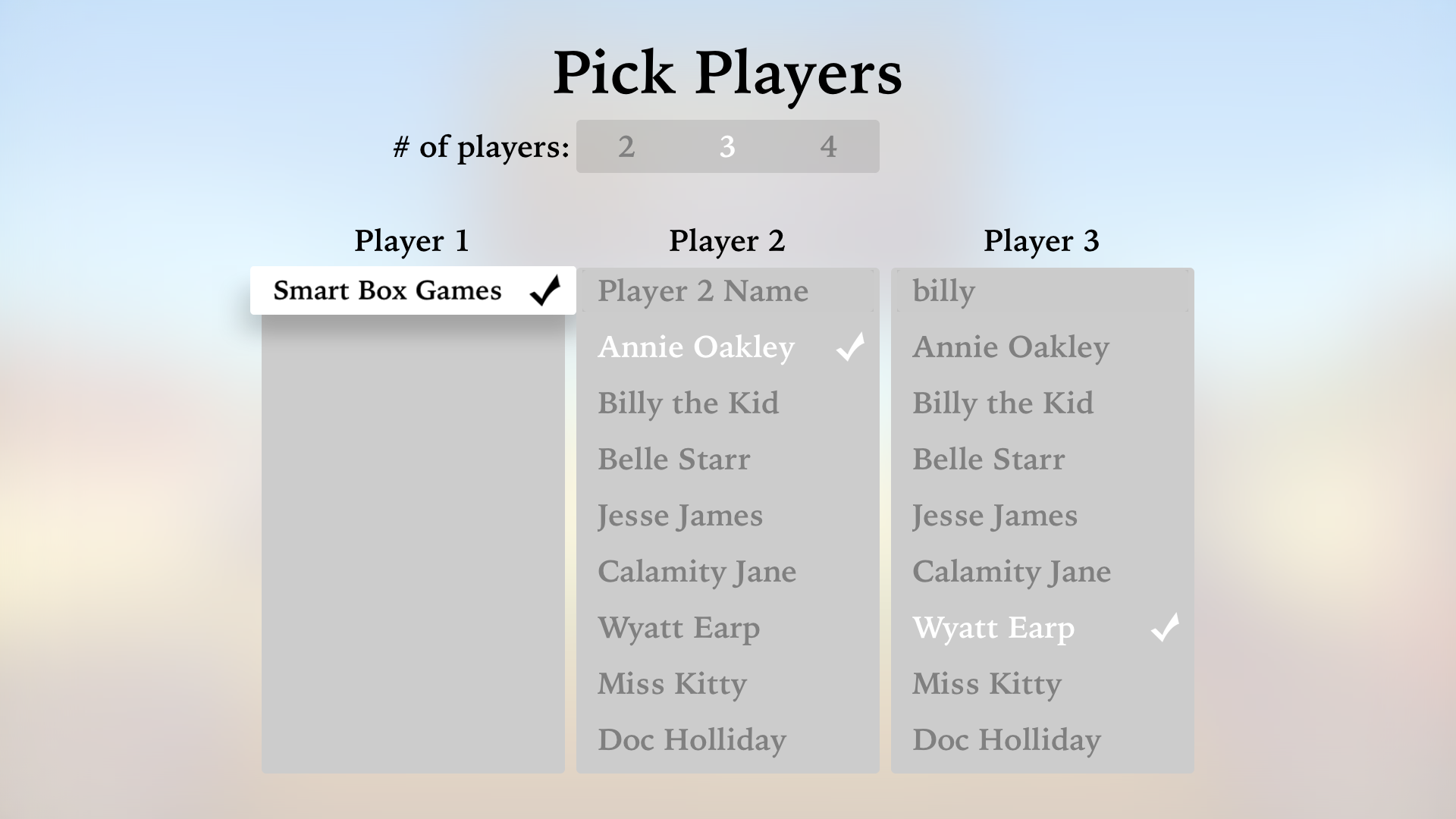 Farkle Pick Players Screen on Apple TV